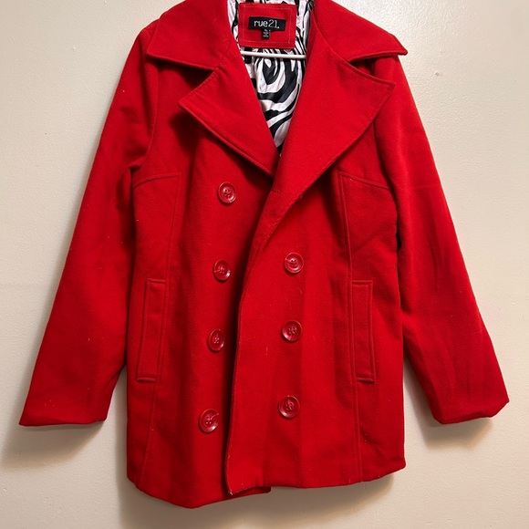 🎈Rue21 Red Pea Coat🎈 - Picture 2 of 4
